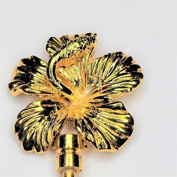 Gold Plated Hibiscus Flower Handbag Hook or Handbag Table Holder - Picture 2 of 14